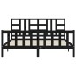 vidaXL Estructura de cama con cabecero madera maciza negro 180x200 cm