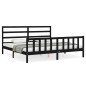 vidaXL Estructura de cama con cabecero madera maciza negro 180x200 cm vidaXL Estructura de cama con cabecero madera maciza negro 180x200 cm