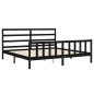 vidaXL Estructura de cama con cabecero madera maciza negro 180x200 cm vidaXL Estructura de cama con cabecero madera maciza negro 180x200 cm