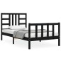 vidaXL Estructura de cama con cabecero madera maciza negro 100x200 cm vidaXL Estructura de cama con cabecero madera maciza negro 100x200 cm