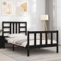 vidaXL Estructura de cama con cabecero madera maciza negro 100x200 cm vidaXL Estructura de cama con cabecero madera maciza negro 100x200 cm