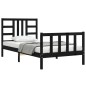 vidaXL Estructura de cama con cabecero madera maciza negro 100x200 cm vidaXL Estructura de cama con cabecero madera maciza negro 100x200 cm