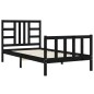 vidaXL Estructura de cama con cabecero madera maciza negro 100x200 cm vidaXL Estructura de cama con cabecero madera maciza negro 100x200 cm