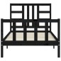 vidaXL Estructura de cama con cabecero madera maciza negro 100x200 cm vidaXL Estructura de cama con cabecero madera maciza negro 100x200 cm