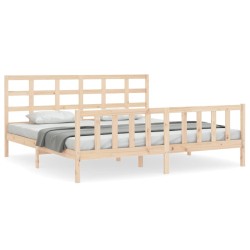 vidaXL Estructura de cama con cabecero madera maciza 160x200 cm