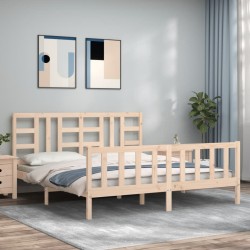 vidaXL Estructura de cama con cabecero madera maciza 180x200 cm