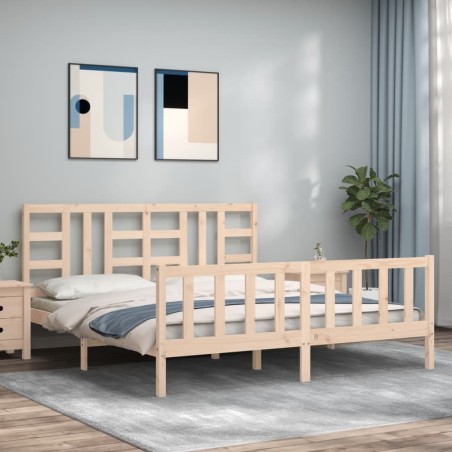 vidaXL Estructura de cama con cabecero madera maciza 180x200 cm