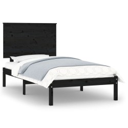 vidaXL Estructura de cama madera maciza de pino negra 100x200 cm