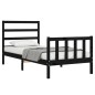 vidaXL Estructura de cama con cabecero madera maciza negro 90x200 cm vidaXL Estructura de cama con cabecero madera maciza negro 90x200 cm