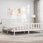 vidaXL Estructura de cama con cabecero madera maciza blanco 200x200 cm vidaXL Estructura de cama con cabecero madera maciza blanco 200x200 cm