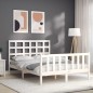 vidaXL Estructura de cama con cabecero madera maciza blanco 140x190 cm vidaXL Estructura de cama con cabecero madera maciza blanco 140x190 cm