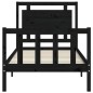 vidaXL Estructura de cama individual con cabecero madera maciza negro