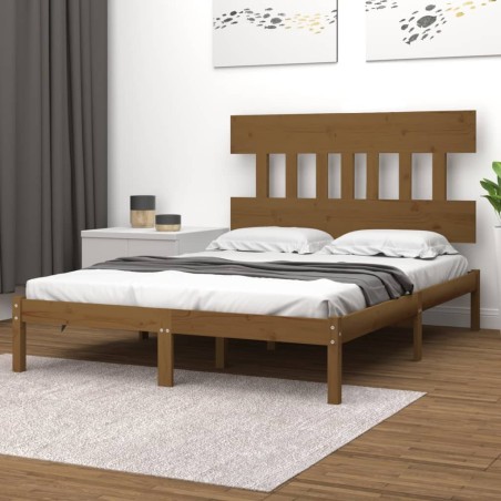 vidaXL Estructura de cama madera maciza marrón miel 140x200 cm
