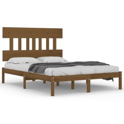vidaXL Estructura de cama madera maciza marrón miel 140x200 cm