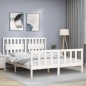 vidaXL Estructura de cama con cabecero madera maciza blanco 160x200 cm
