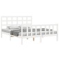 vidaXL Estructura de cama matrimonio con cabecero madera maciza blanco
