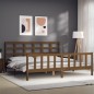 vidaXL Estructura cama y cabecero madera maciza marrón miel 200x200 cm vidaXL Estructura cama y cabecero madera maciza marrón miel 200x200 cm