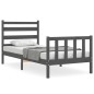 vidaXL Estructura de cama con cabecero madera maciza gris 100x200 cm