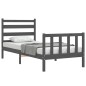 vidaXL Estructura de cama con cabecero madera maciza gris 100x200 cm