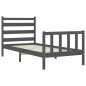 vidaXL Estructura de cama con cabecero madera maciza gris 100x200 cm