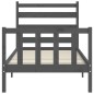 vidaXL Estructura de cama con cabecero madera maciza gris 100x200 cm