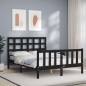 vidaXL Estructura cama de matrimonio con cabecero madera maciza negra vidaXL Estructura cama de matrimonio con cabecero madera maciza negra