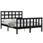 vidaXL Estructura cama de matrimonio con cabecero madera maciza negra vidaXL Estructura cama de matrimonio con cabecero madera maciza negra