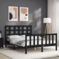 vidaXL Estructura cama de matrimonio con cabecero madera maciza negra vidaXL Estructura cama de matrimonio con cabecero madera maciza negra