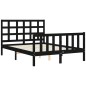 vidaXL Estructura cama de matrimonio con cabecero madera maciza negra vidaXL Estructura cama de matrimonio con cabecero madera maciza negra