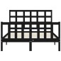 vidaXL Estructura cama de matrimonio con cabecero madera maciza negra vidaXL Estructura cama de matrimonio con cabecero madera maciza negra