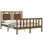 vidaXL Estructura de cama matrimonio con cabecero madera marrón miel vidaXL Estructura de cama matrimonio con cabecero madera marrón miel