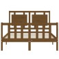 vidaXL Estructura de cama matrimonio con cabecero madera marrón miel vidaXL Estructura de cama matrimonio con cabecero madera marrón miel