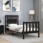 vidaXL Estructura de cama individual con cabecero madera maciza negro vidaXL Estructura de cama individual con cabecero madera maciza negro