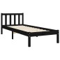 vidaXL Estructura de cama individual con cabecero madera maciza negro vidaXL Estructura de cama individual con cabecero madera maciza negro