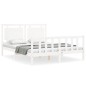 vidaXL Estructura de cama matrimonio con cabecero madera maciza blanco vidaXL Estructura de cama matrimonio con cabecero madera maciza blanco