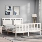 vidaXL Estructura de cama matrimonio con cabecero madera maciza blanco vidaXL Estructura de cama matrimonio con cabecero madera maciza blanco