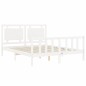 vidaXL Estructura de cama matrimonio con cabecero madera maciza blanco vidaXL Estructura de cama matrimonio con cabecero madera maciza blanco