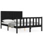 vidaXL Estructura de cama con cabecero madera maciza negro 120x200 cm vidaXL Estructura de cama con cabecero madera maciza negro 120x200 cm