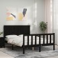 vidaXL Estructura de cama con cabecero madera maciza negro 120x200 cm vidaXL Estructura de cama con cabecero madera maciza negro 120x200 cm