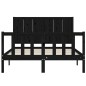 vidaXL Estructura de cama con cabecero madera maciza negro 120x200 cm vidaXL Estructura de cama con cabecero madera maciza negro 120x200 cm