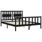 vidaXL Estructura cama de matrimonio con cabecero madera maciza negro vidaXL Estructura cama de matrimonio con cabecero madera maciza negro