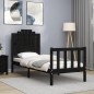 vidaXL Estructura de cama individual con cabecero madera maciza negro vidaXL Estructura de cama individual con cabecero madera maciza negro