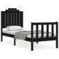 vidaXL Estructura de cama individual con cabecero madera maciza negro vidaXL Estructura de cama individual con cabecero madera maciza negro