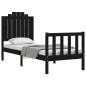 vidaXL Estructura de cama individual con cabecero madera maciza negro vidaXL Estructura de cama individual con cabecero madera maciza negro