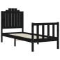 vidaXL Estructura de cama individual con cabecero madera maciza negro vidaXL Estructura de cama individual con cabecero madera maciza negro