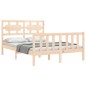 vidaXL Estructura de cama de matrimonio con cabecero madera maciza vidaXL Estructura de cama de matrimonio con cabecero madera maciza
