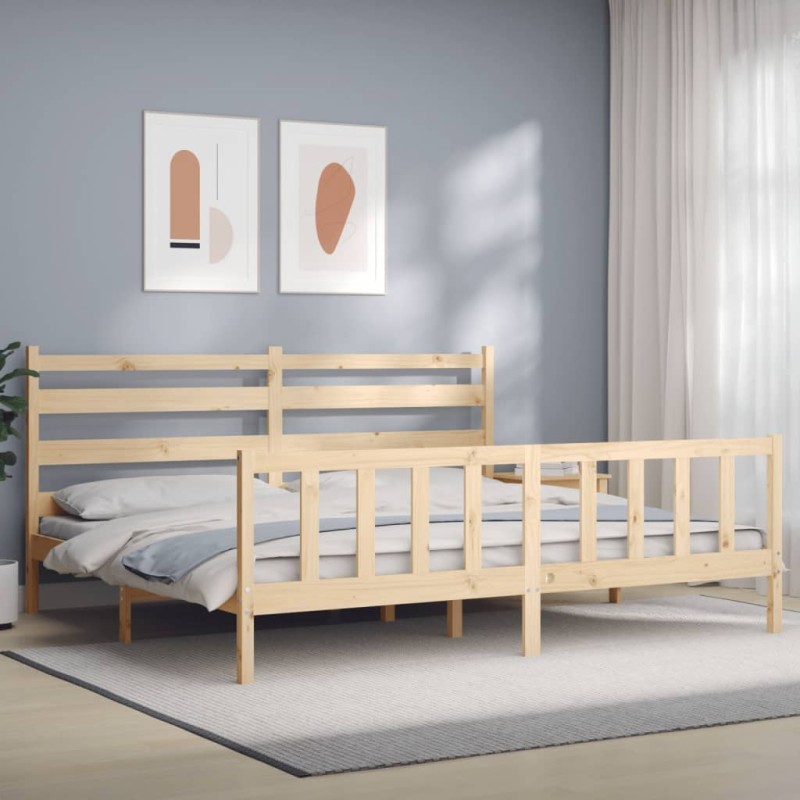 vidaXL Estructura de cama con cabecero madera maciza 200x200 cm