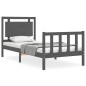 vidaXL Estructura de cama con cabecero madera maciza gris 100x200 cm