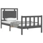 vidaXL Estructura de cama con cabecero madera maciza gris 100x200 cm