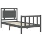 vidaXL Estructura de cama con cabecero madera maciza gris 100x200 cm